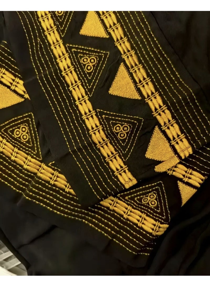 Women's Luxury Arabic Robe,Abaya with Golden Embroidery,Loose Fit for Ramadan & Eid(Black & Gold) - Image 4